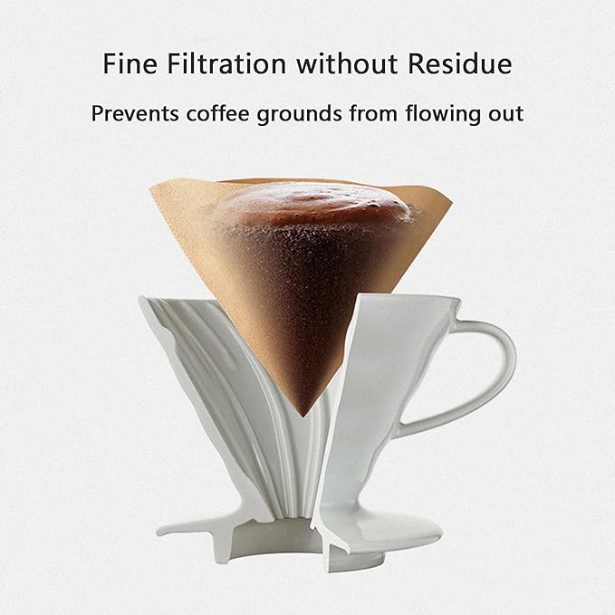 Pour Over Coffee Maker, Single Cup Coffee Dripper, Manual Porcelain Slow Brewing Accessories for Travel, Camping, Office, Home, Cafe, Coffee Gifts (White, Large,2-4Cups)