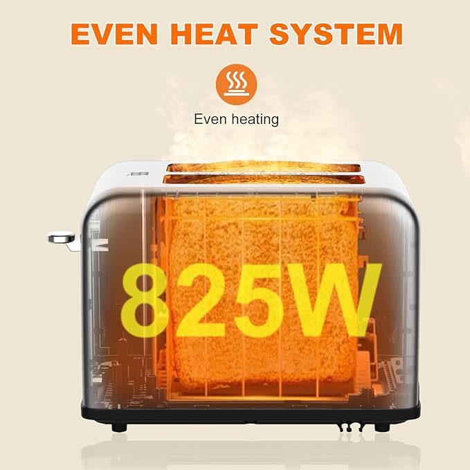 2 Slice Toaster Touch Screen, Stainless Steel Toasters Digital Timer 2 Slot Toasters, 8 Shade Settings 6 Bread Types for Bagel, Cancel, Defrost (Grey)