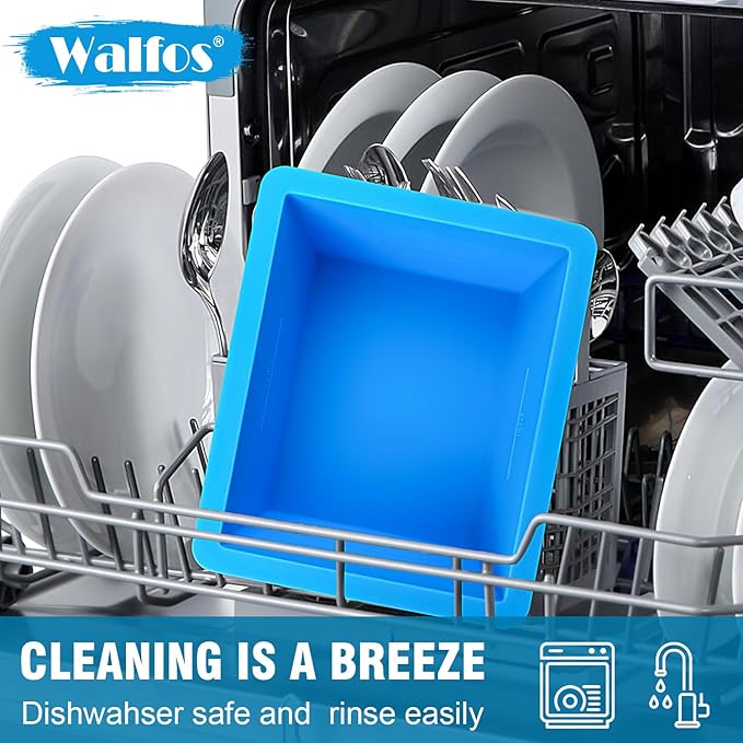 Walfos Silicone Freezer Tray With Lid - Easy to demold and Easy Meal Prep Container, 2pcs 1 Cup & 2pcs 2 Cup Silicone Mold for Soup and Food Storage -BLUE 4pcs