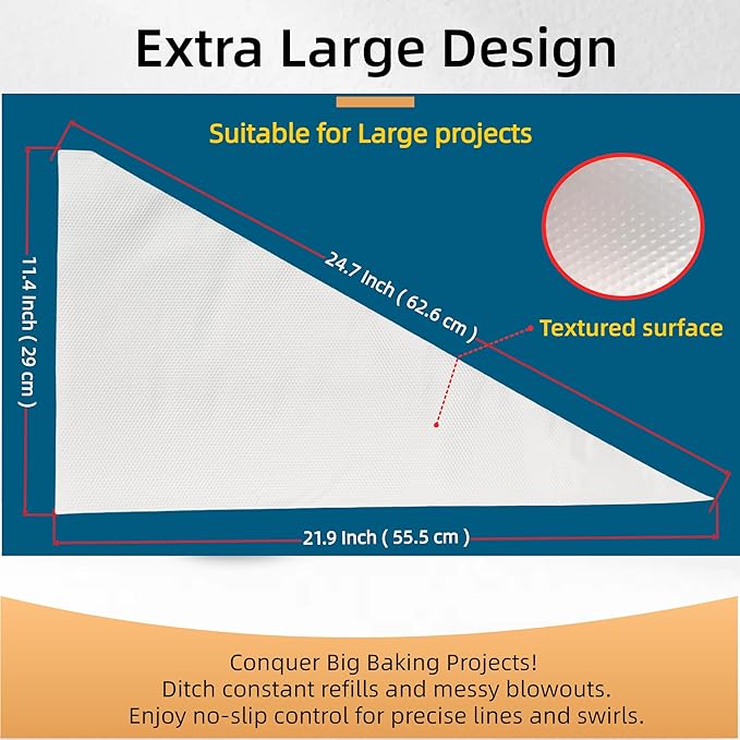 XXXL 25 Inch Extra Large Piping Bags,100 Pack Disposable Pastry Bags,Thick Anti-Burst Icing Piping Pastry Bags For Frosting Decorating Cake Cupcake Cookie (XXXL Large 25 Inch-100 Pack)