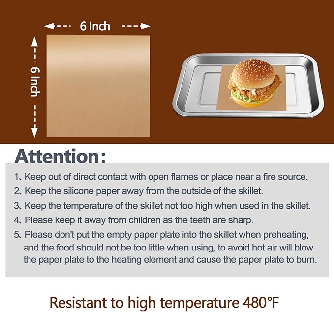 300PCS Thickened Precut Parchment Paper Sheets, 6×6 In Non-Toxic Burger Paper Sheet，Heavy Duty Burger Patty Paper for Baking, Grilling, Seperating Patty, Comes in Convenient Packaging, Brown