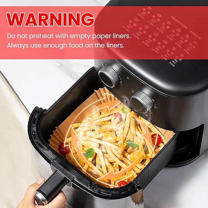 Vailnd Air Fryer Liners Disposable, 305 PCS 8" Square Unbleached Air Fryer Paper Liners, Heavy-Duty Air Fryer Liners for 5-8 QT Basket, Non-stick & Oil-Proof Parchment Paper for Oven, Pan