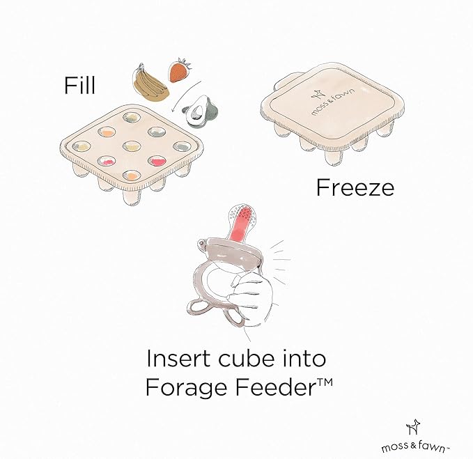 Moss and Fawn Ice Cube Tray - Forage Feeder Freezer & Teething Popsicle Mold for Breast Milk, Formula, Bone Broth, Purees, & Baby Food - BPA, Lead, & PVC-Free - Terracotta