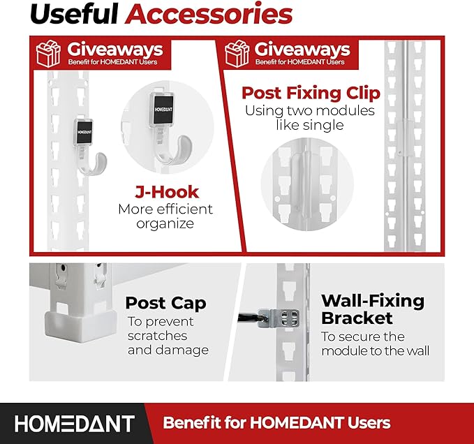 HOMEDANT White 5 Tier Laminated Boltless Heavy Duty Garage Storage Adjustable Wide Size Metal Shelving Unit Utility Rack Shelves Organization Shelf Shed Warehouse 47.7" W x 18.2" D x 71.3" H 3Pack