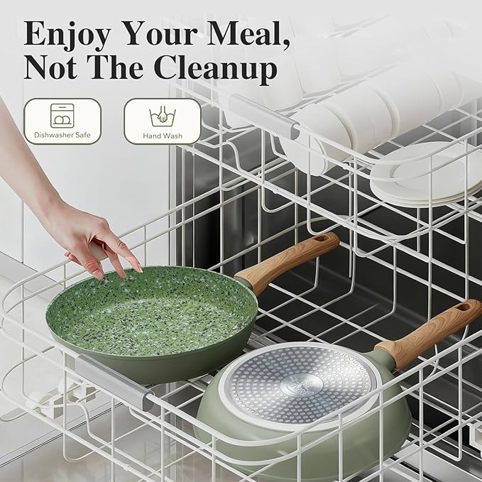 8.5 Inch Nonstick Frying Pan Skillet, 4mm Thick Aluminum Cookware with PFOA-Free Non-Toxic Coating, Induction Compatible, Dishwasher Safe, Bakelite Handle for Eggs & Pancakes, Green