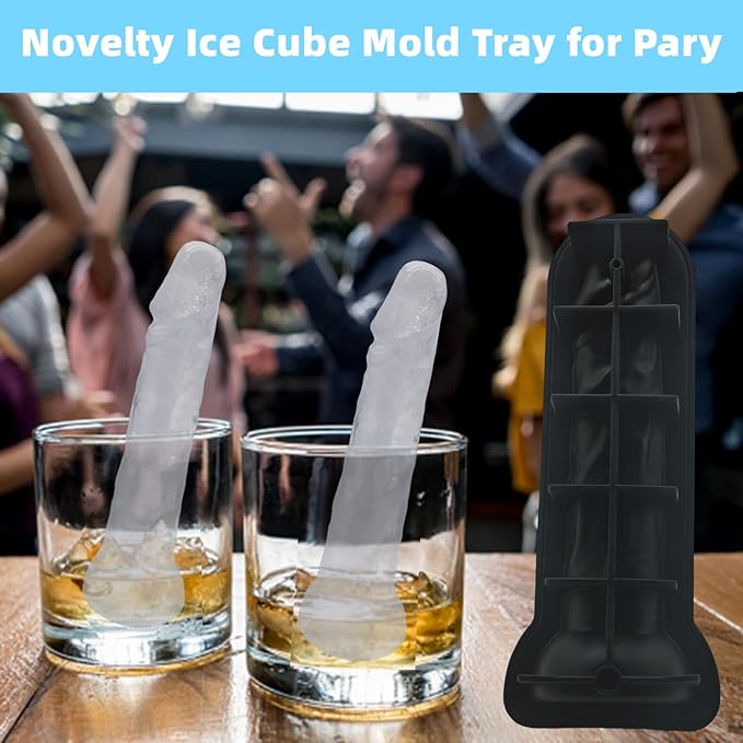 Adult Ice Cube Mold,Novelty Ices Cube mold Tray,BPA Free Silicone Mold with Lid, Great for Party Tricks & Homemade Ice,for Whiskey Cocktails,Brandy,Juice Beverages（Black）