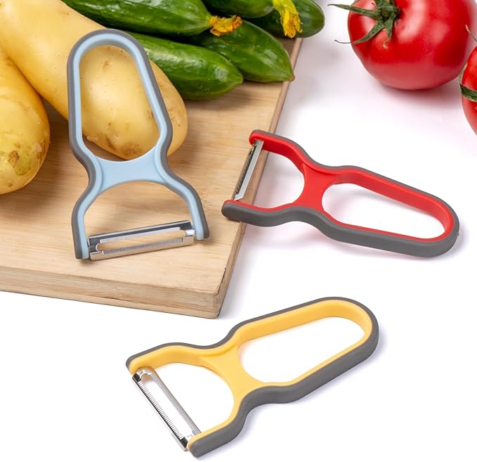 4-Piece Peeler Set with Straight, Serrated, and Julienne Peelers for Fruits, Vegetables, and Shredding，304 Stainless Steel
