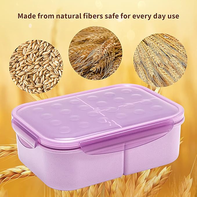 MISS BIG® Bento Box,Bento Box Adult,Lunch Box,Leak Proof Lunch Containers,No BPAs and No Chemical Dyes Bento Lunch Box,Dishwasher and Microwave Safe Lunch Containers for Adults(1900ml Purple)