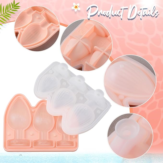 Hoolerry Ice Cube Molds Cube Trays Fun Shapes Silicone Ice Ball Maker with Lid for Whiskey Cocktails Juice Drinks Beverage Crafting Accessories White Elephant Gifting(Skin Color,Multi-size)