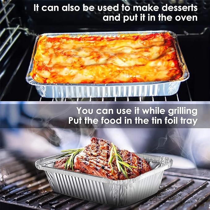Aluminum Pans 9x13 Disposable Foil Pans (20 Pack) Half Size Deep Steam Table Pans Heavy Duty Extra Thick for Baking, Cooking, Roasting, Heating, Serving & Lining Steam-Table Trays