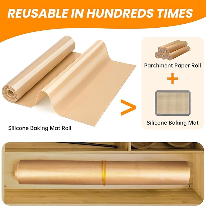 Silicone Baking Mat Roll- Reusable & Best German Silicone- Heat Resistant Freeze Dryer Liner, Non Stick Pastry Dough Rolling Mat, Non Slip Kitchen Counter Protector Mat