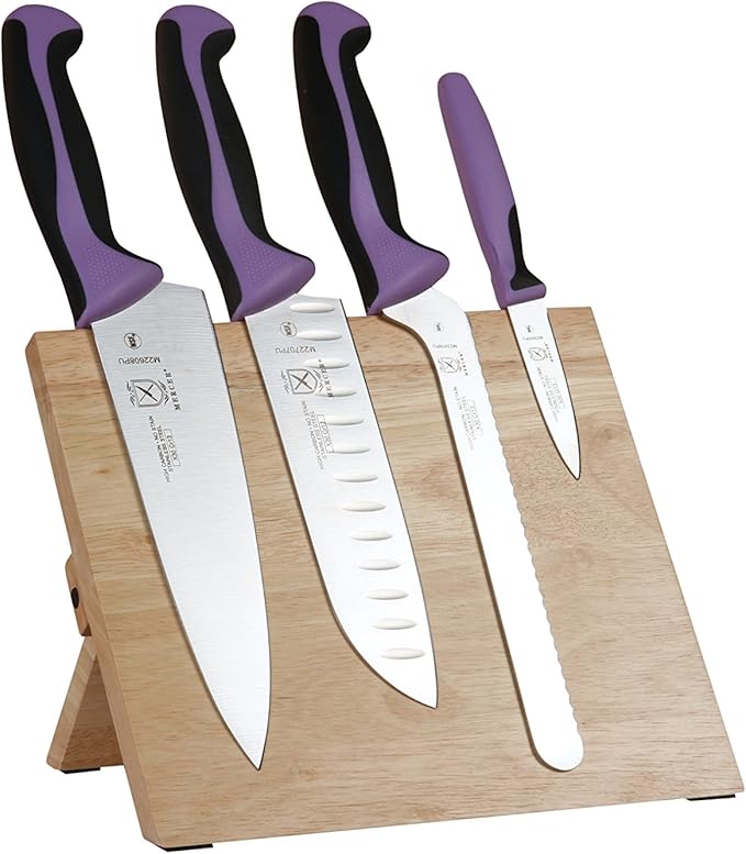 Mercer Culinary Millennia Colors 5-Piece Magnetic Board Set with Purple Handles, Rubberwood, 5 x 15 x 15 inches