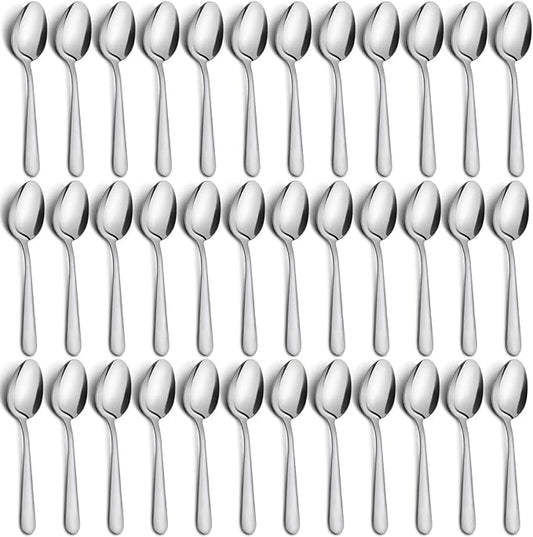 36-Piece Tea Spoons Set - 5.9" Stainless Steel Tea Spoon Silverware, Durable Small Spoons, Cost-effective Teaspoon Set of 36 for Home Kitchen Restaurant - Mirror Polished, Dishwasher Safe