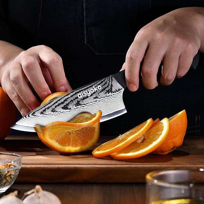 Damascus 6.5" Chef Knife Sharp Kitchen Knife Japan VG-10 Stainless Steel Carbon Ultra Sharp Kitchen Cooking Knife, Ergonomic G10 Handle Deluxe Gift Box