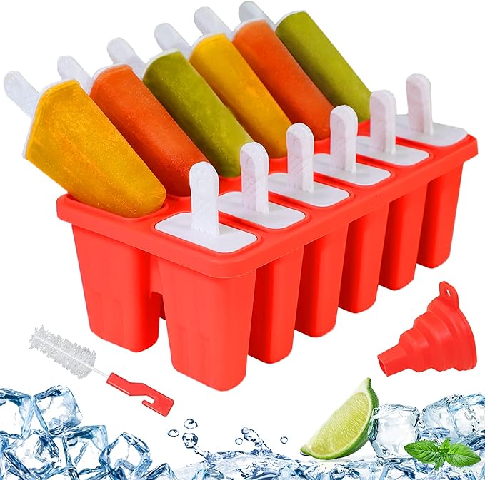 Silicone Popsicle Molds 12-cavity, DIY Ice Pop Mold for Kids Adult Teens, BPA Free Ice Cream Molds for Party Yogurt Juice Smoothies Sticks