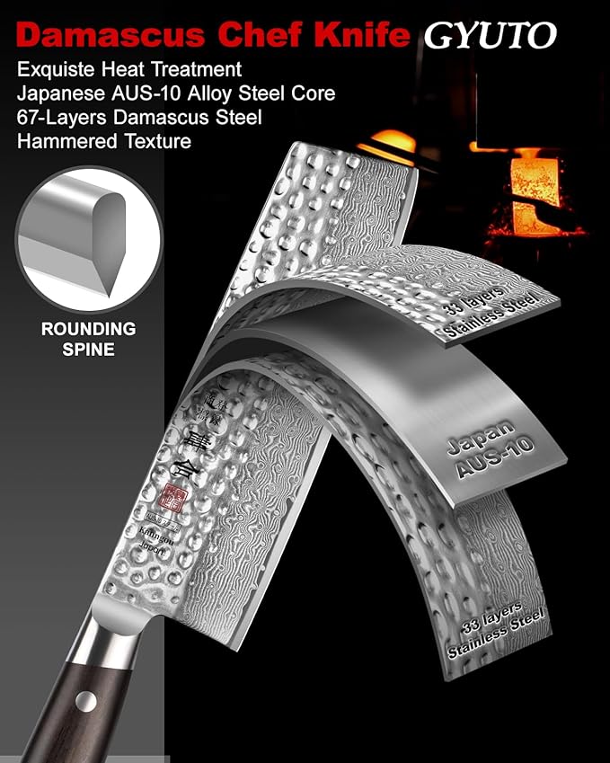 Japanese Chef Knife Kitchen Knife with 67 Layers Damascus Steel AUS-10 Core, Professional Damascus Knife with Full-Tang Ebony Wood Handle and Premium Gift Box(7 Inch Nakiri Knife)