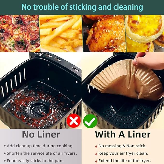 parchment paper for air fryer, 6.3inch round air fryer liners disposable,125PCS Non-stick parchment paper sheets for 3-5QT airfryer liners, Baking, Roasting Microwave