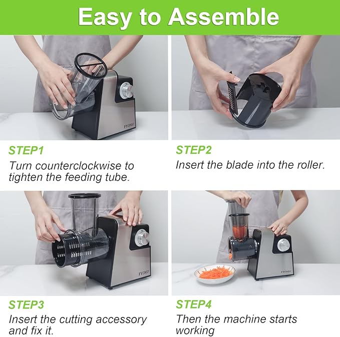 Electric Cheese Grater, 5 in 1 Salad Maker with Stainless Steel Blades, 350W Electric Slicer Shredder/Slicer, Electric Salad Machine for Cheeses, Fruits, Vegetables