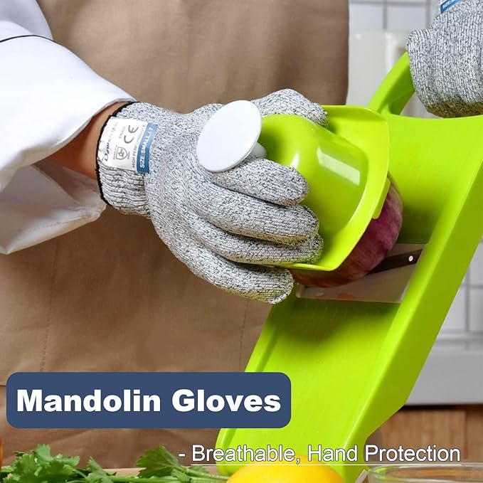 Dowellife Cut Resistant Gloves Food Grade Level 5 Protection, Safety Kitchen Cuts Gloves for Oyster Shucking, Fish Fillet Processing, Mandolin Slicing, Meat Cutting and Wood Carving (X-Large-12 Pairs)