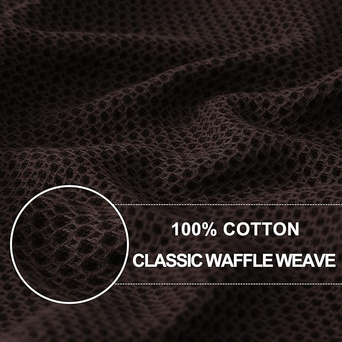 Homaxy 100% Cotton Waffle Weave Kitchen Dish Towels, Ultra Soft Absorbent Quick Drying Cleaning Towel, 13 x 28 Inches, 8-Pack, Dark Brown