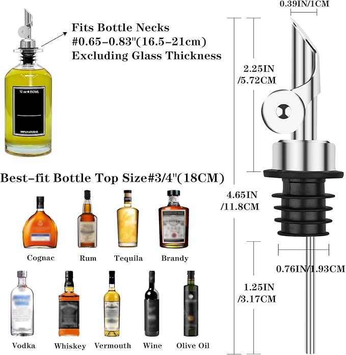 4 Pcs Olive Oil Dispenser, Speed Liquor Pour Spout with Flip Top, Stainless Steel Auto Pour Spouts for Liquor, Oil, Vinegar, Syrup and Other Liquid Bottles