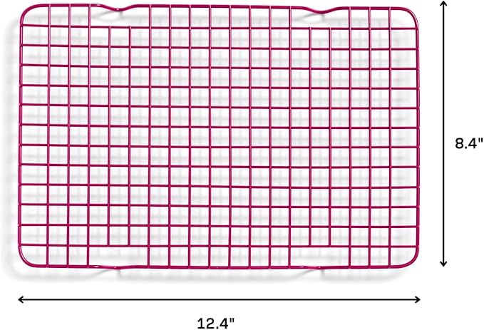 Great Jones Little Chill Wire Cooling Rack (Raspberry) | Nonstick Baking Rack, Heavy-Duty Aluminized Steel | Fits Quarter-Sheet Pans for Cooking and Baking | Oven-Safe 450°F, Dishwasher-Friendly