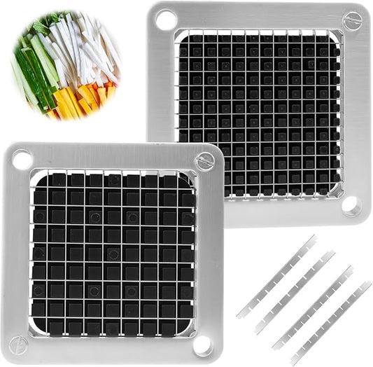 Replacement Chopper 1/4" and 3/8" Blade, 2 PCS Commercial Vegetable Chopper Dicer, French Fry Cutter Stainless Steel Blade for Fruit Cutting Machine Tomato Onion Pusher Block