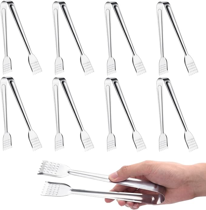 8 Pack Serving Tongs by Tcoin, 12 Inch Functional Tongs for Serving Food at Parties and Get-togethers, Versatile and Durable