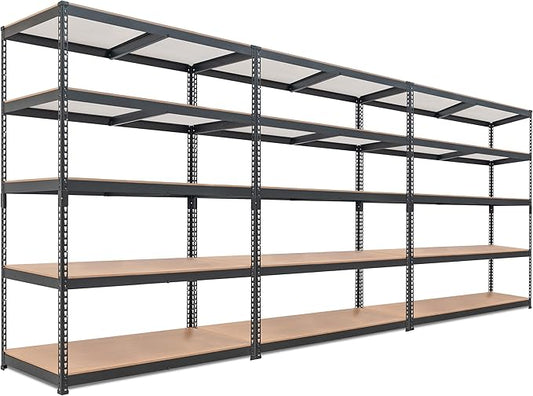 HOMEDANT 5 Tier Laminated Boltless Heavy Duty Garage Storage Adjustable Wide Size Metal Shelving Unit Utility Rack Shelves Organization Multipurpose Shelf Shed Warehouse 47.7"W x 24.1"D x 71.3"H 3Pack