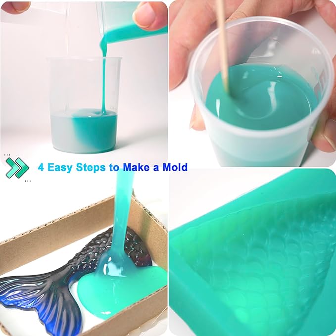 BBDINO Super Elastic Silicone Mold Making Kit 70.56 Oz, Liquid Silicone for Mold Making, Silicon Rubber for Molds Maker 1:1 by Volume Ideal for Casting with Resins | Plaster | Candle | Soap etc.