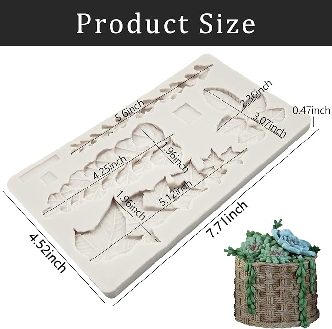 Leaf Fondant Molds, Succulents Trailing Leaves Cake Decorating Silicone Mold for Chocolate Candy Mousse Cookies Marzipan, Kitchen Baking Tools, Clay Resin Projects