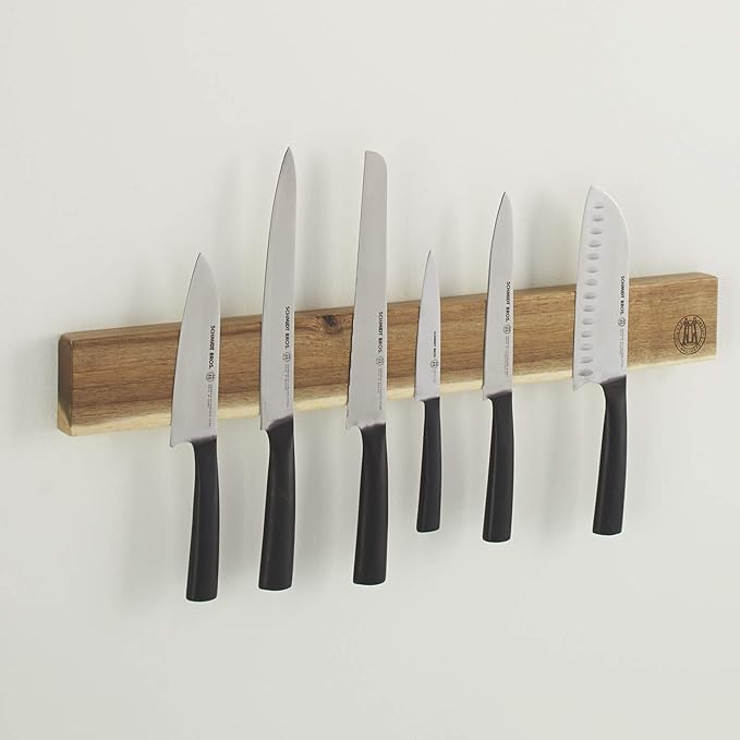 Schmidt Brothers - Acacia 24" Knife Magnetic Strip Wall Bar, Universal Magnetic Knife Holder for Wall and Cutlery Storage Up to 12-16 Knives
