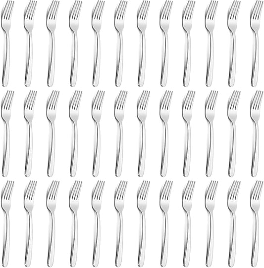 Pleafind 36-Pcs Salad Forks Set (7.1 inch), Stainless Steel Flatware Forks Silverware, Mirror Polished Dessert Forks Bulk Set, Small Metal Forks for Home, Kitchen, Restaurant, Dishwasher Safe