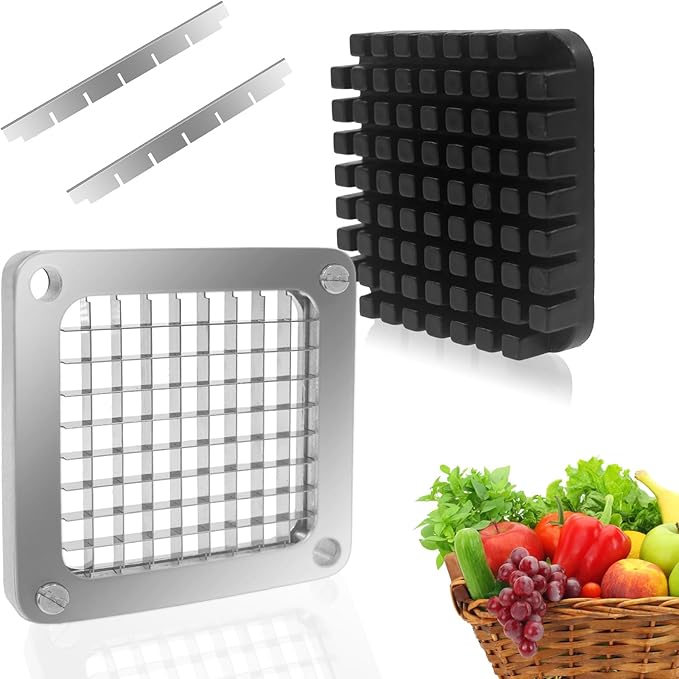 Replacement Chopper 3/8‘’ Blade,Commercial Vegetable Chopper Dicer Stainless Steel Blade and Pusher Block for Fruit Cutting Machine Tomato onion French Fries Cutter