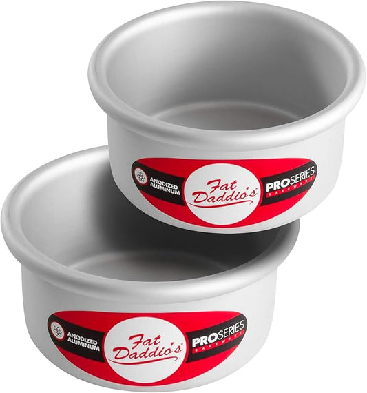 Fat Daddio's Anodized Aluminum Round Cake Pans, 2 Piece Set, 4 x 2 Inch