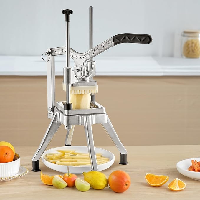 VEVOR Commercial Vegetable Fruit Chopper 3/8″ Blade Professional Food Dicer Kattex French Fry Cutter Onion Slicer Stainless Steel for Tomato Peppers Potato Mushroom Upgrade Style 3/8"