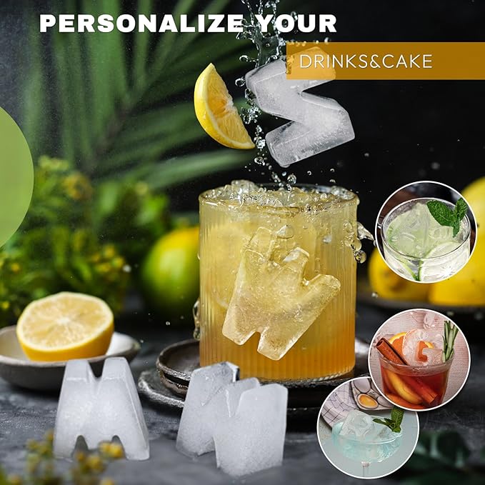 Customized Letter B Ice Cube Mold -Letter Silicone Ice Mold for Custom Ice Cube Mold and Baking Chocolate, Ice Cube Molds for Cocktails & Whiskey for Thanksgiving and Halloween