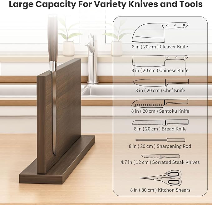 Extra Large Magnetic Knife Holder, Double-Sided Magnetic Knife Block Universal Multi-function Display Rack for Kitchen Counter (Dark Gray)