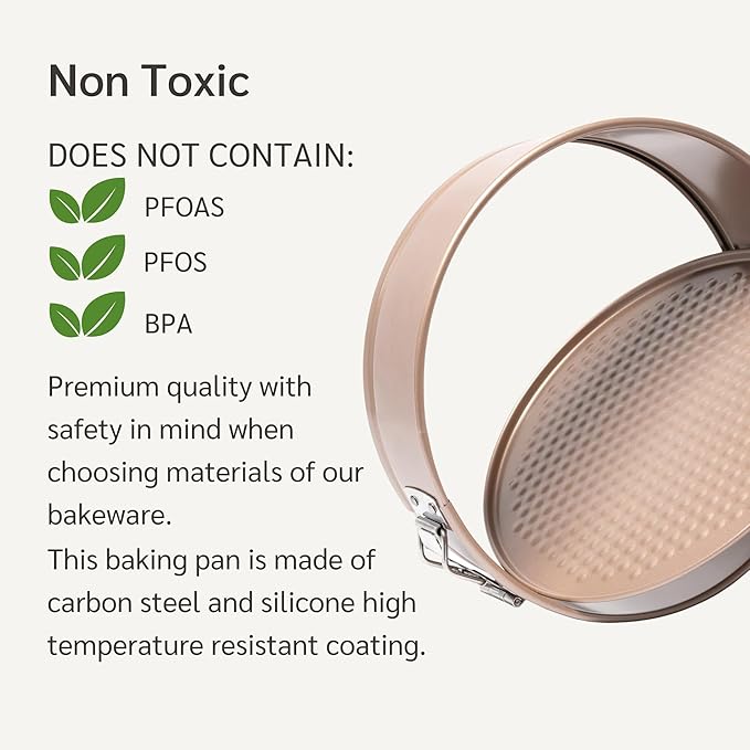 HAPPIELS Non Toxic Nonstick 9 inch Springform Pan | 9'' Cheesecake Mold | Leakproof Spring-form Round Cake Pans | Nontoxic Non Stick Spring Form Pan for Baking | Spring-Form Pans Leak Proof