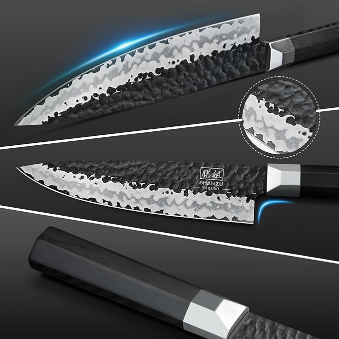 SHAN ZU Japanese Chef Knife 8 Inch, High Carbon Steel 10Cr15Mov Professional Kitchen Knife, Sharp Cooking Knife with G10 Handle Dishwasher Safe, Meat Cutting Gyuto Knife, Gifts for Women & Men
