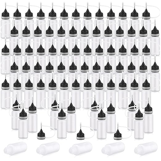 Zhehao 100 Pcs 10 ML Narrow Tip Applicator Bottle Mini Needle Tip Glue Bottle Applicator Precision Translucent Glue for Alcohol Ink DIY Quilling Acrylic Painting (Black)