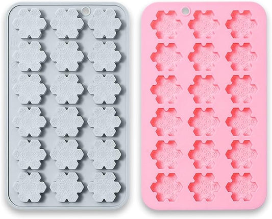 2 Pcs Snowflake Silicone Molds, 18-Cavity 3D Christmas Snowflake Chocolate Silicone Molds for DIY Christmas Winter Jello Candy Cupcake Fondant Baking Polymer Clay Decoration
