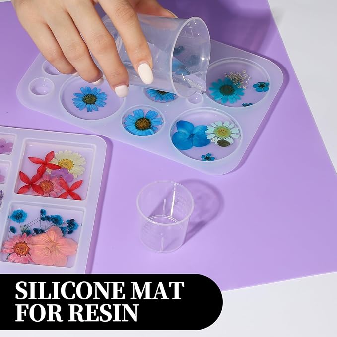 LEOBRO Silicone Mats, 3 PCS 15.7”x 11.7” Silicone Mats for Crafts, Resin Molds, Play Dough Mat for Resin, Clay, Craft Supplies, Orange & Purple & Blue