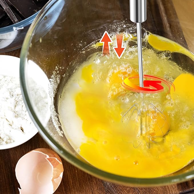 Stainless Steel Egg Whisk, 12 Inch Hand Mixer, Upgraded Semi-automatic Whisk, Ideal For Blending, Whisking, Baking tool, Beating Eggs, Butter & Milk, Suitable For Home Kitchen Use.