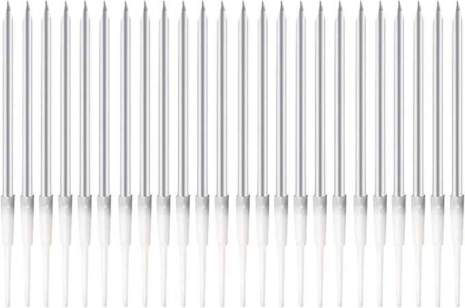 by Tugba Aydan - Silver Birthday Candles - 24 Count Long Thin Silver Birthday Candles for Cake, Metallic Cake Candle for Birthday, Party Candles