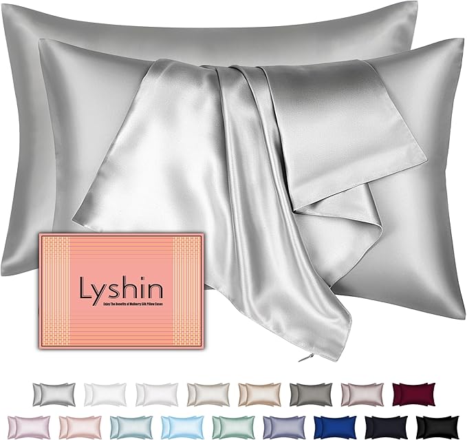 Mulberry Silk Pillow Cases 2 Pack Queen Size 20x30 Inches with Hidden Zipper, Ultra Smooth and Soft Breathable Cooling Silk Satin Pillowcase Set of 2, Better for Hair and Skin, Gifts for Women Men