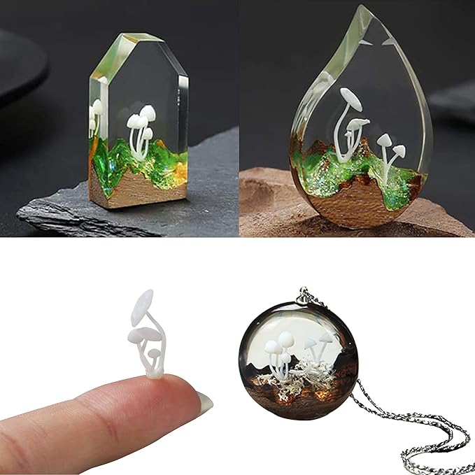 Woohome 11 PCS Jewelry Making Supplies Resin Mould, Mini Mushroom Casting Moulds, 3D Filler Art Craft Supplies Epoxy Moulds for Art Crafts DIY