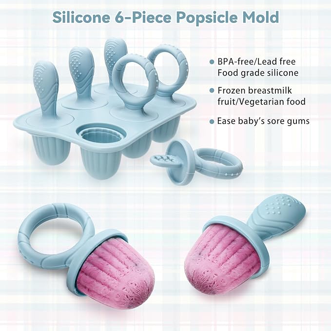 Silicone Toddlers Popsicle Molds with Sticks, 2Packs Mini Popsicles Molds for Baby Breastmilk Popsicle Molds for Teething Relief, Frozen Treats Maker Popsicle Maker Ice Pop Mold for Babies Kids