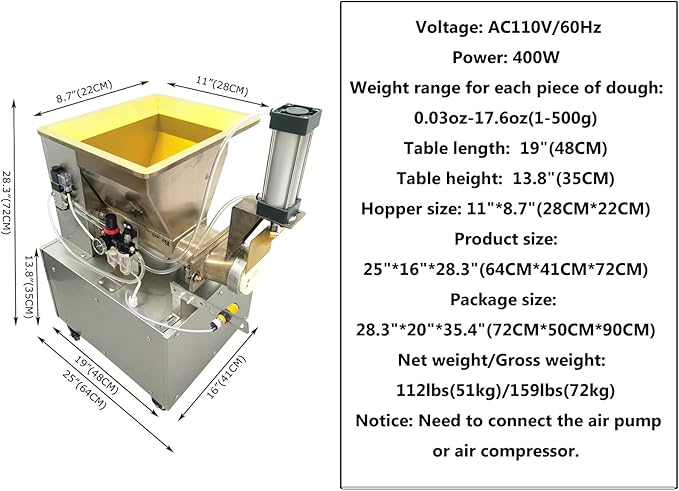 INTSUPERMAI Dough Divider Rounder Cutting Machine Electric Dough Ball Maker 0.03oz-17.6oz Hydraulic Dough Cutter Bakery Machine 110V