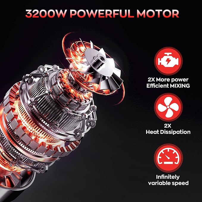 IMAYCC Drill Mixer,3200W 20A Concrete Mixer for Drill, 110V Corded Variable Speeds Cement Mixer, Mixing Drill for Mud,Motar,Paint, Grout, Plaster, Thinset